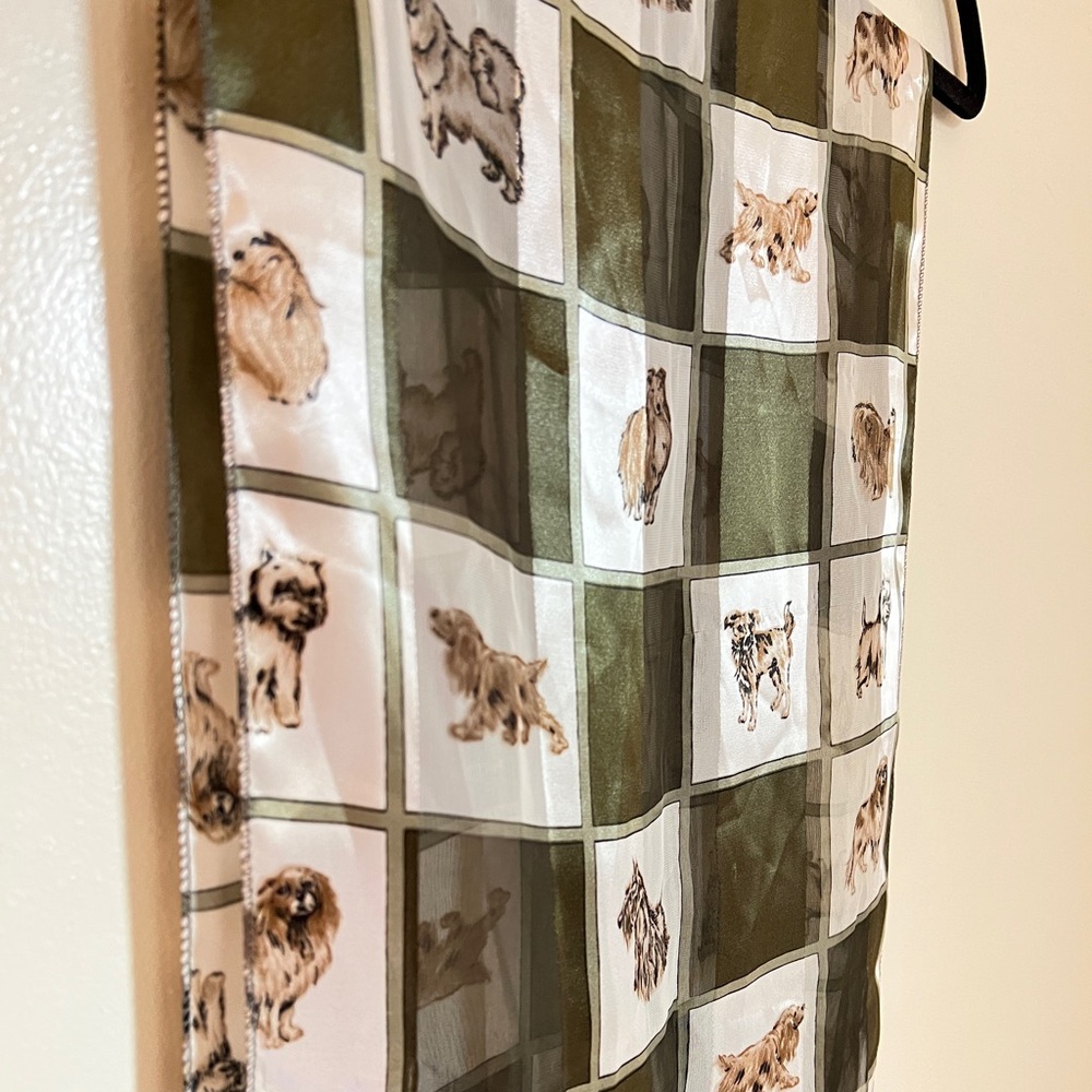 Checkered print satin feel dog puppy scarf